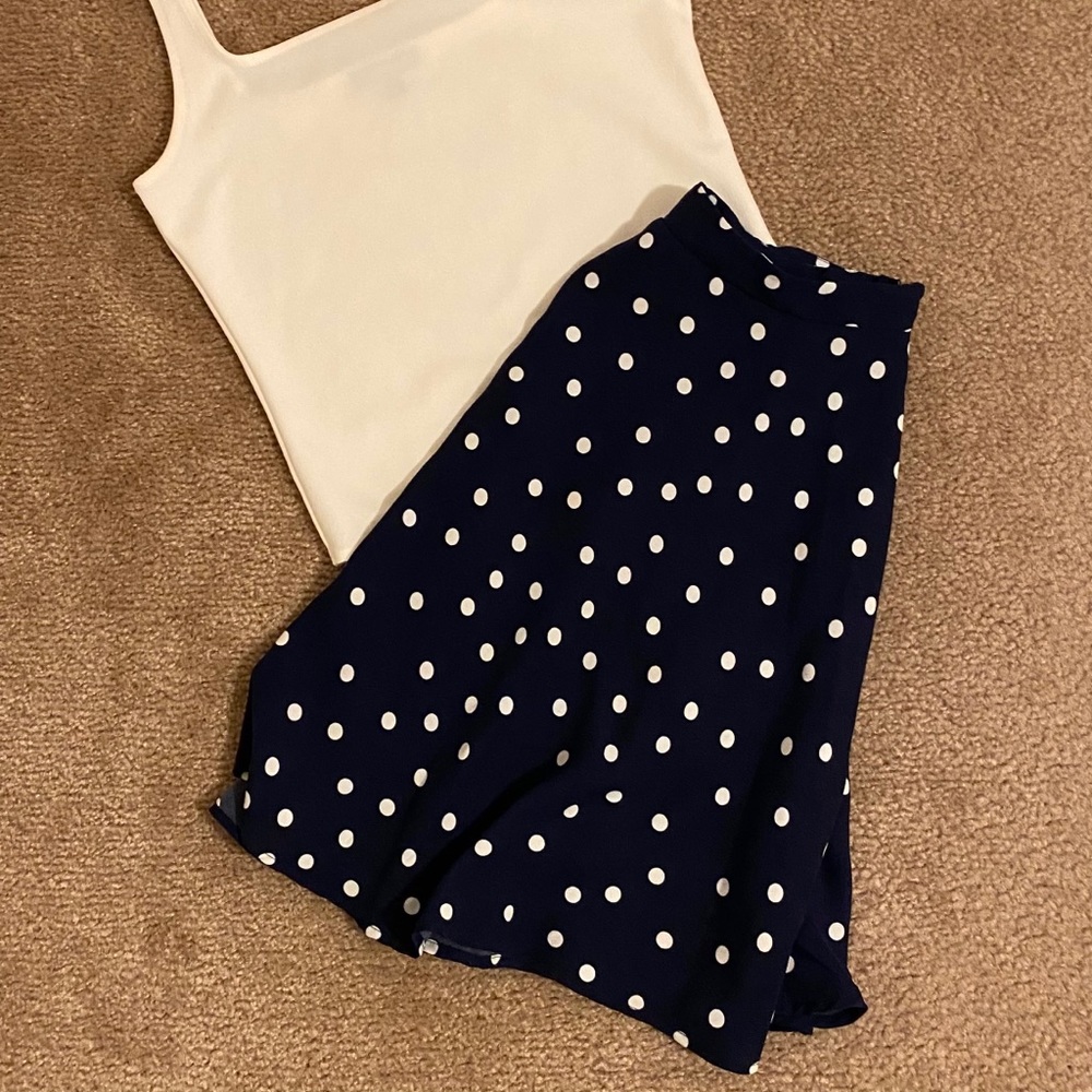 LIKE NEW | Pixley Polka Dot Skirt | Navy Blue